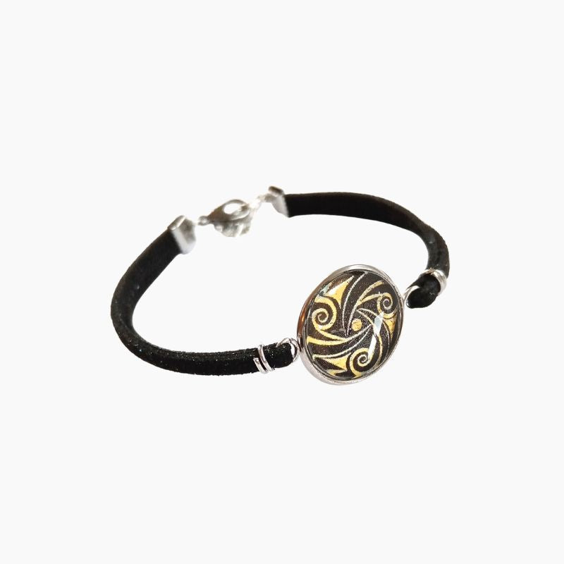 Bracelet Breton Mixte Celte Noir et Or