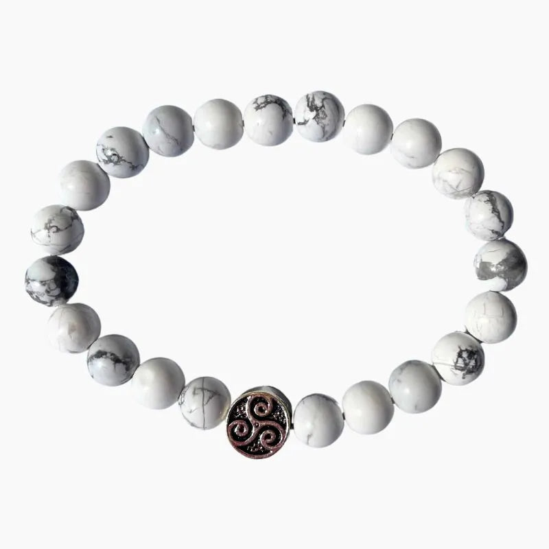 Bracelet Breton Triskel Howlite Blanc
