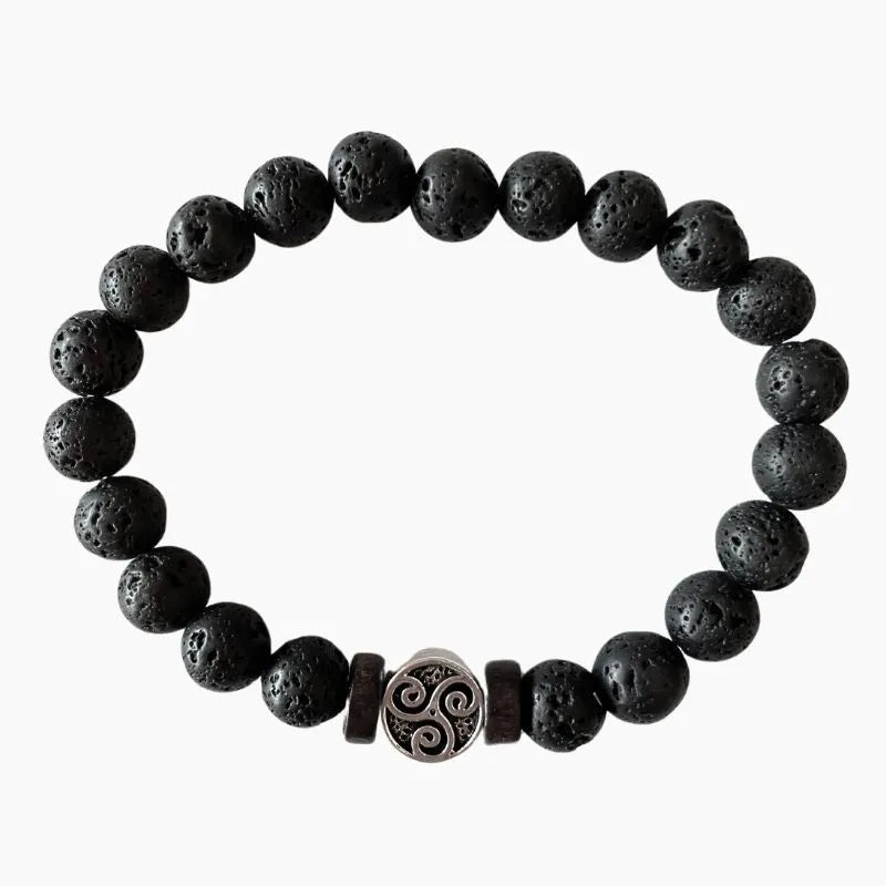 Bracelet Breton Triskel en Pierre de Lave Artisanat Celtique