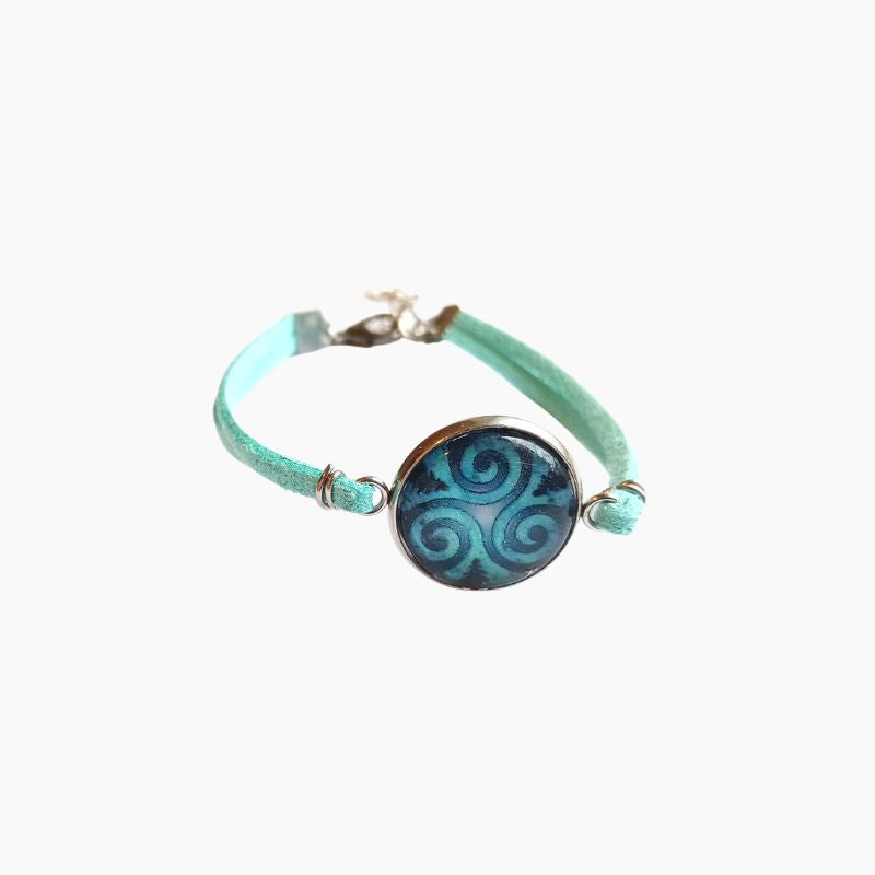 Bracelet Breton Femme Triskell suédine Turquoise