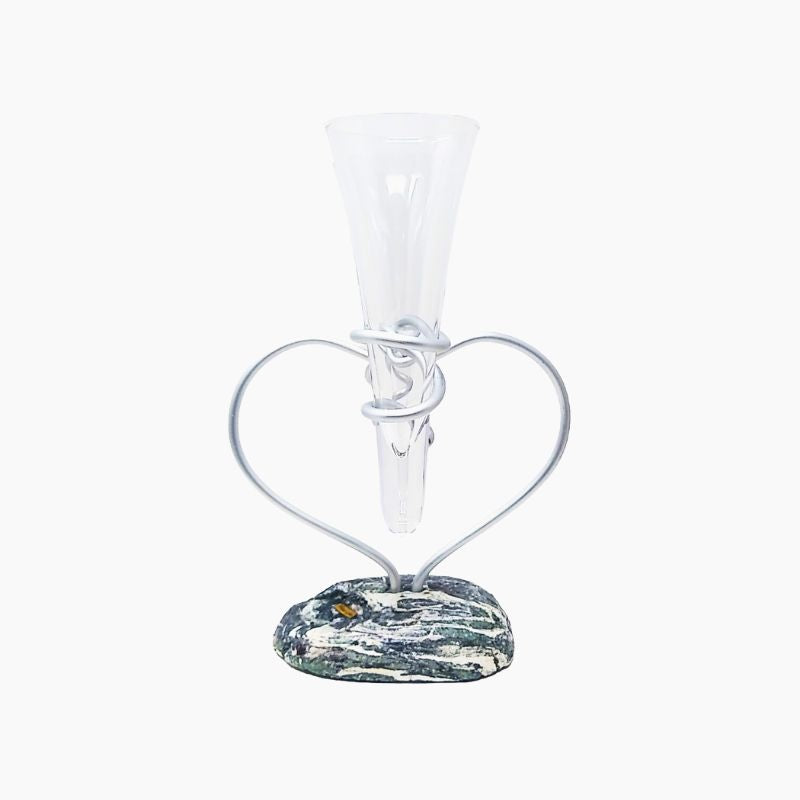 Duo Coeur Verre à Champagne Galet Gris Blanc