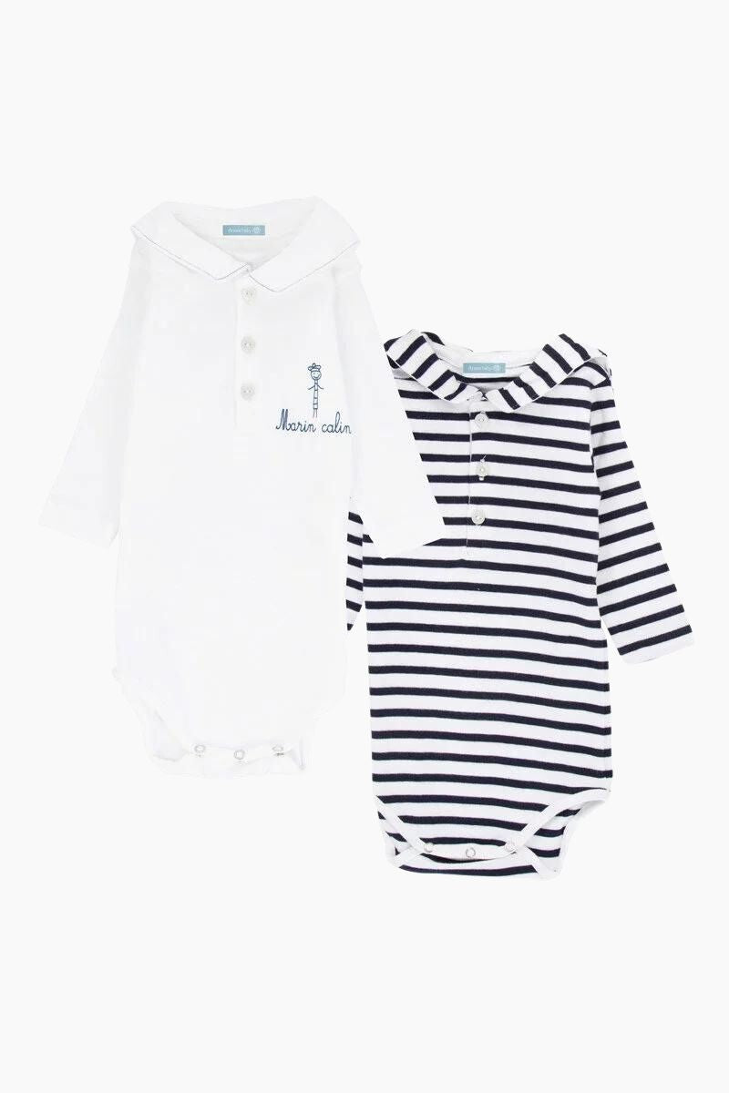 Lot de 2 Bodies "Brendan" Baby en Coton blanc navire
