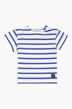 Marinière "Hoëdic" Baby en Coton Léger blanc etoile