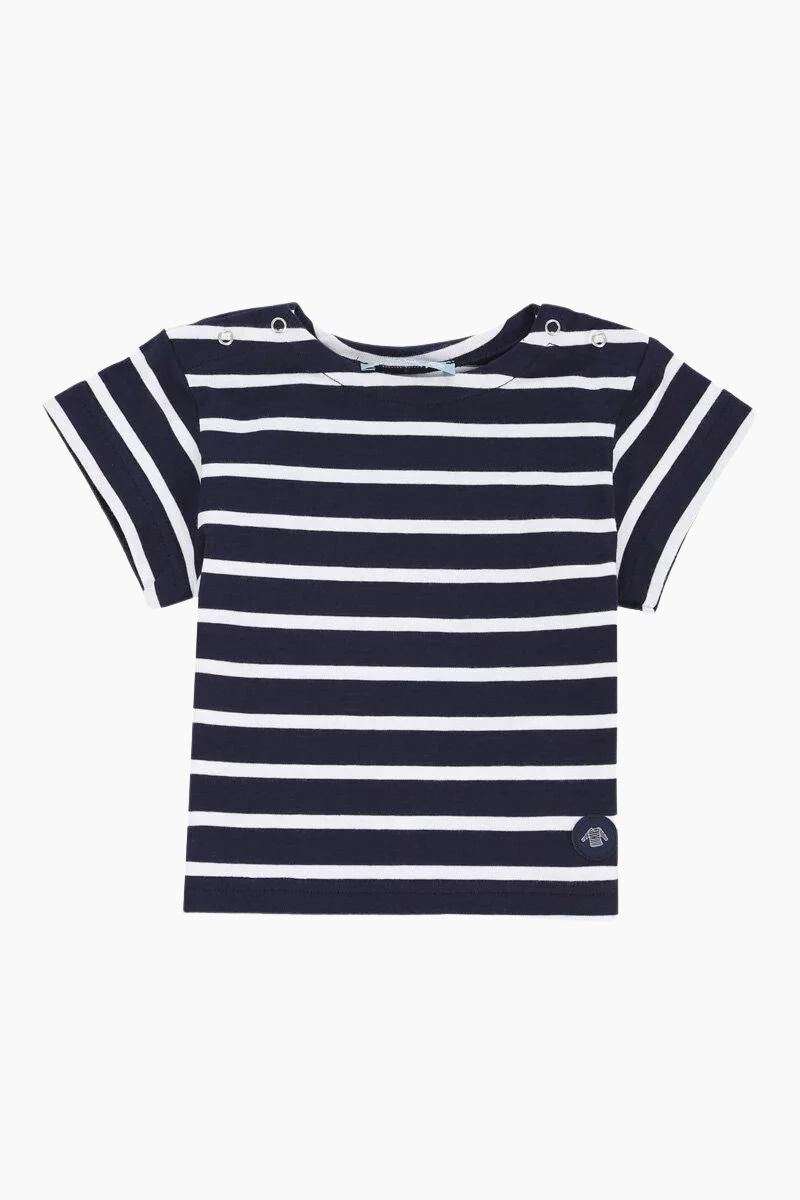 Marinière "Hoëdic" Baby en Coton Léger navire blanc