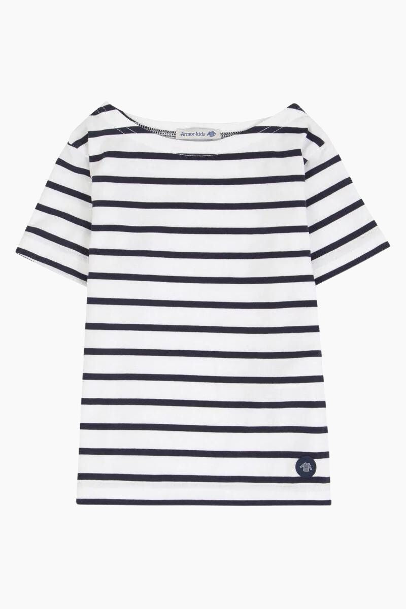 Marinière "Hoëdic" Kids en Coton Léger blanc navire