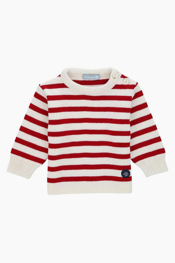 Pull Marin Rayé "Fouesnant" Baby en Laine et Acrylique nature braise