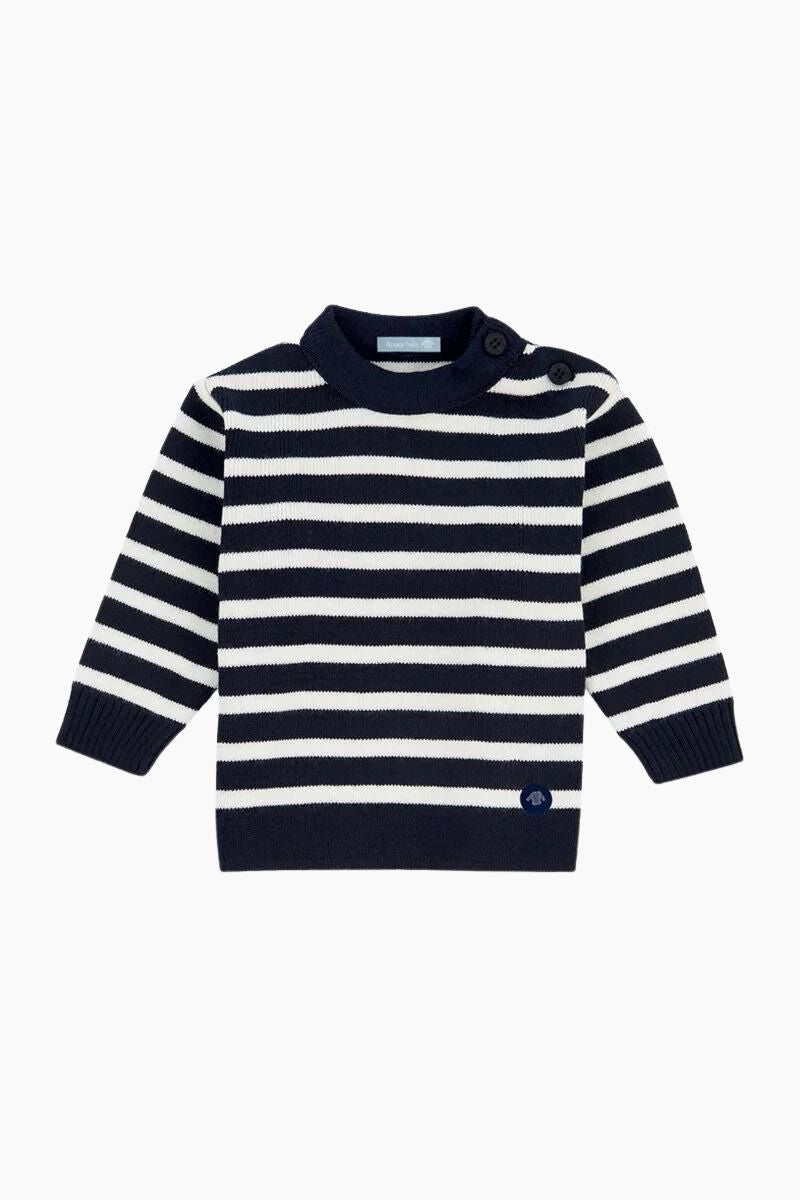 Pull Marin Rayé "Fouesnant" Baby en Laine et Acrylique navire nature