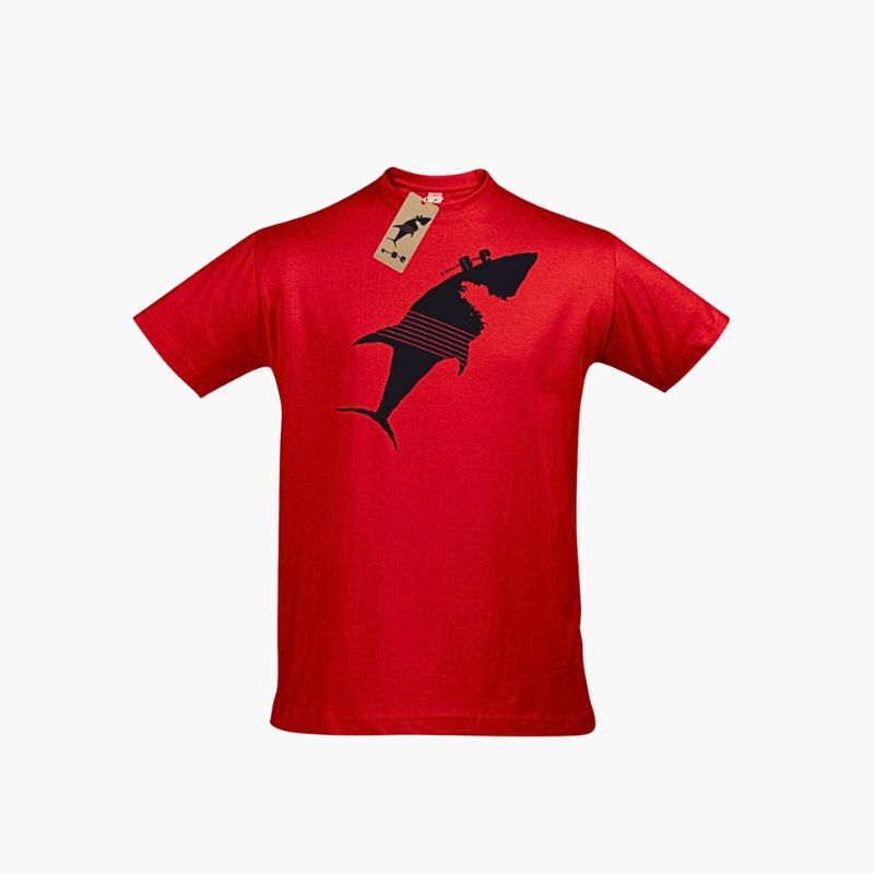 T-Shirt Rouge Requin - Je Dévore Ma Bretagne