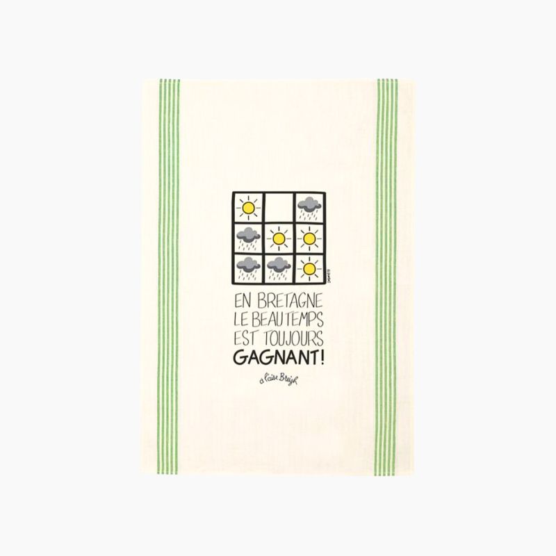 Torchon "En Bretagne le beau temps est toujours gagnant ! " À l'Aise Breizh