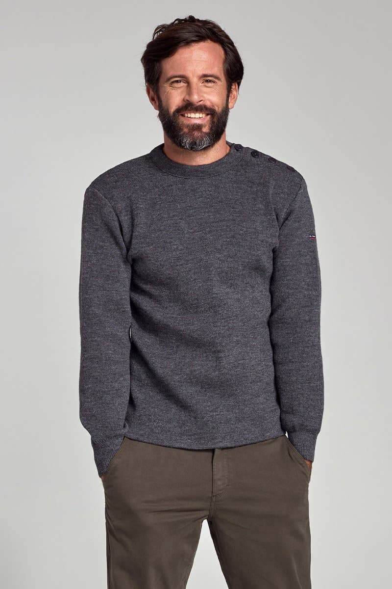 Pull Uni Breton pour Homme Fouesnant gris chiné
