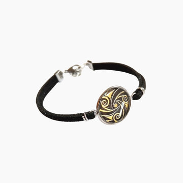 Bracelet Breton Mixte Celte Noir et Or 