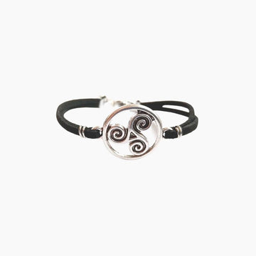 Bracelet Breton Bracelet Triskell Plaqué Argent en Suédine Noire