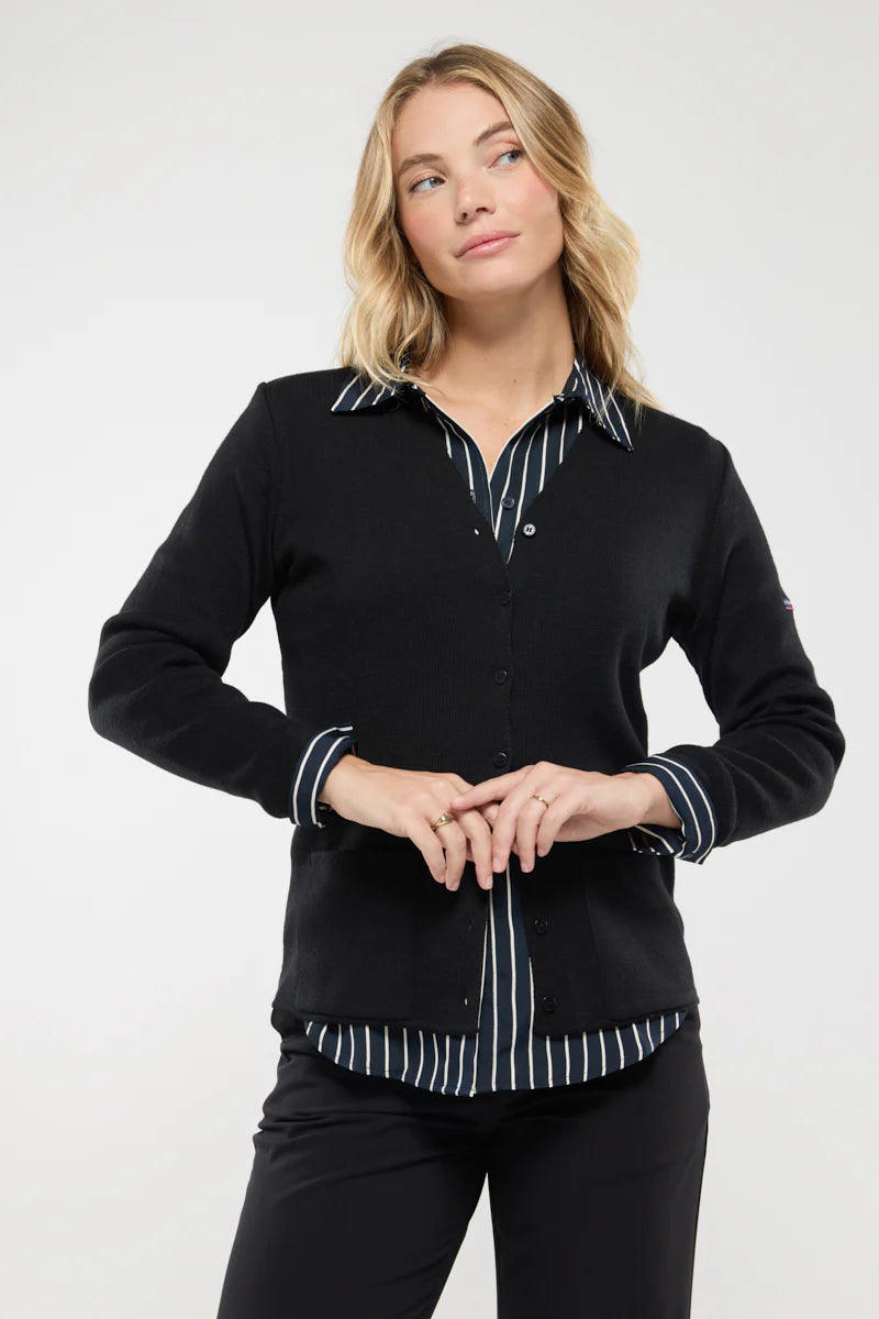 Cardigan-col-v-laine-et-acrylique-noir