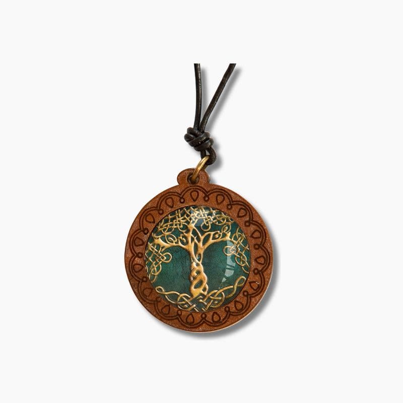 Collier Unisexe En Cuir Avec Pendentif Arbre De Vie Surfer - Longueur Réglable 35-65cm - Fait Main En Allemagne