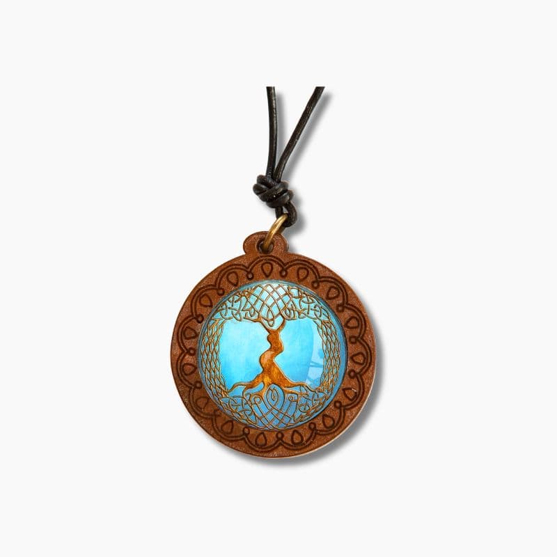 Collier Bois et Cuir Arbre de Vie Infini