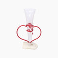 Duo Coeur Verre à Champagne Rouge Passion et Galet Blanc