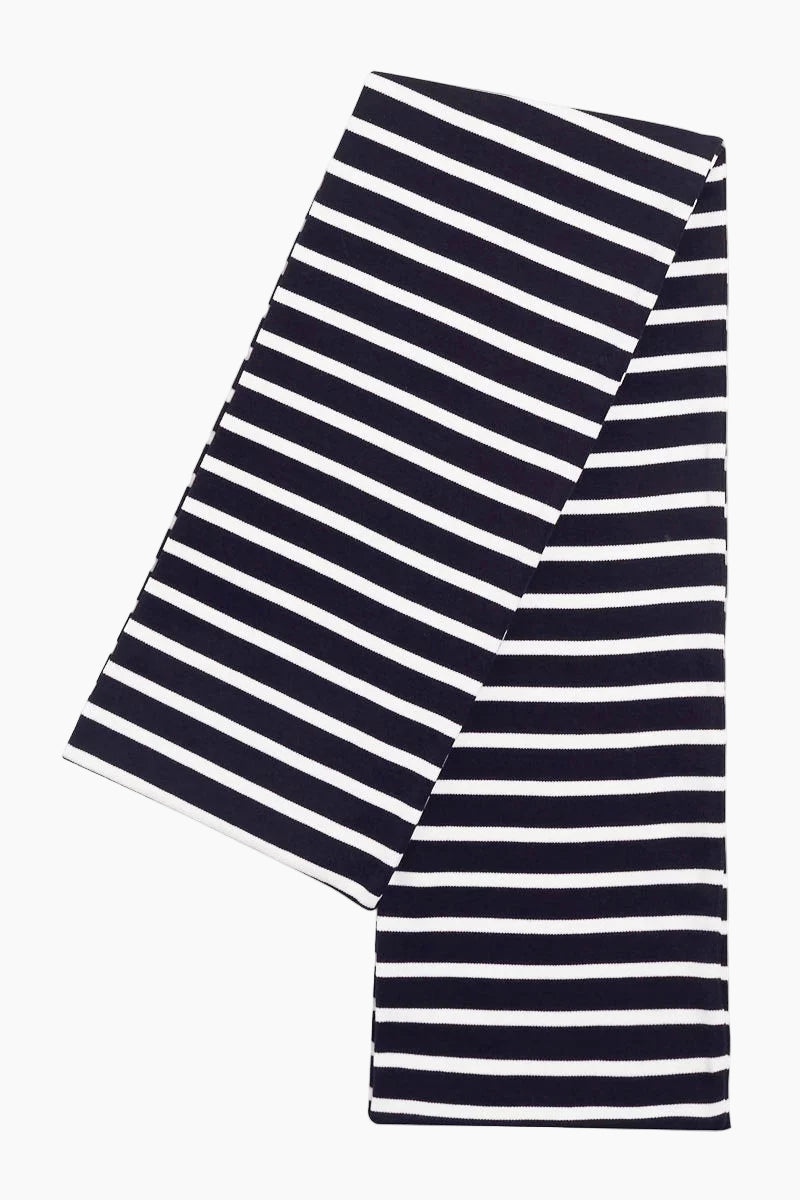 Echarpe-rayee-Pagaie-coton-epais-navy-blanc