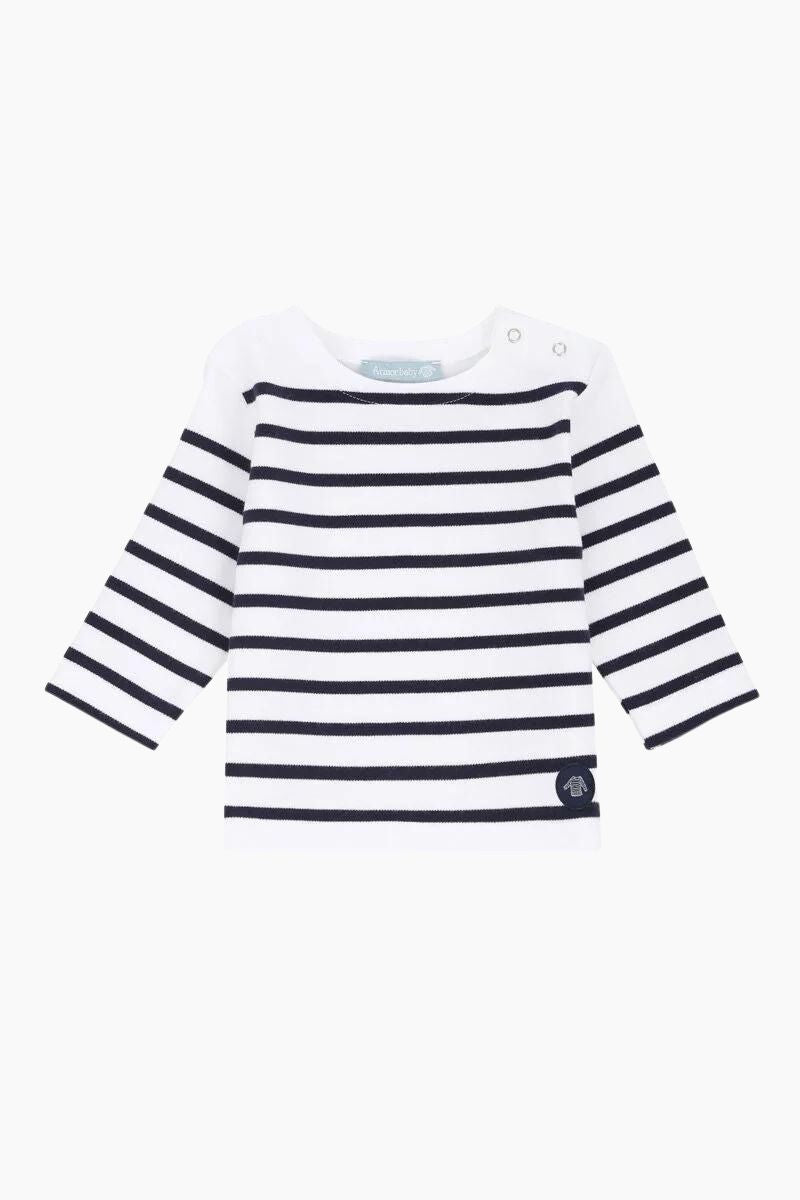 Marinière "Amiral" Baby en Coton Epais blanc navire