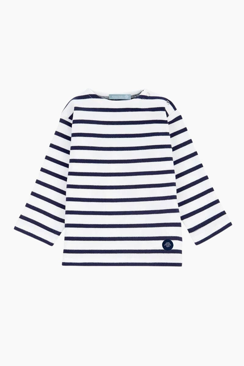 Marinière "Loctudy" Baby en Coton Epais navire blanc