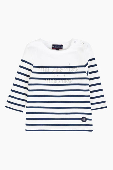 Marinière "Ma 1ère Marinière" Baby en Coton blanc navire