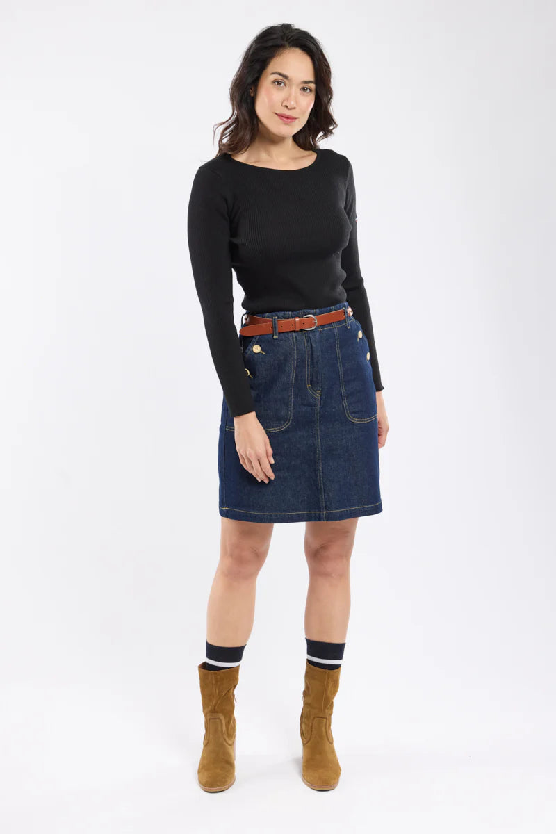 Pull Liffré Noir vue de face - Armor Lux