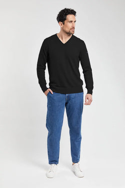 Pull-col-V-Henvic-couleur-noir-2