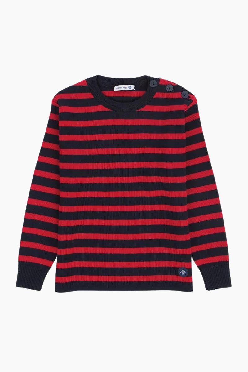 Pull Marin "Briac" Kids en Laine navire braise