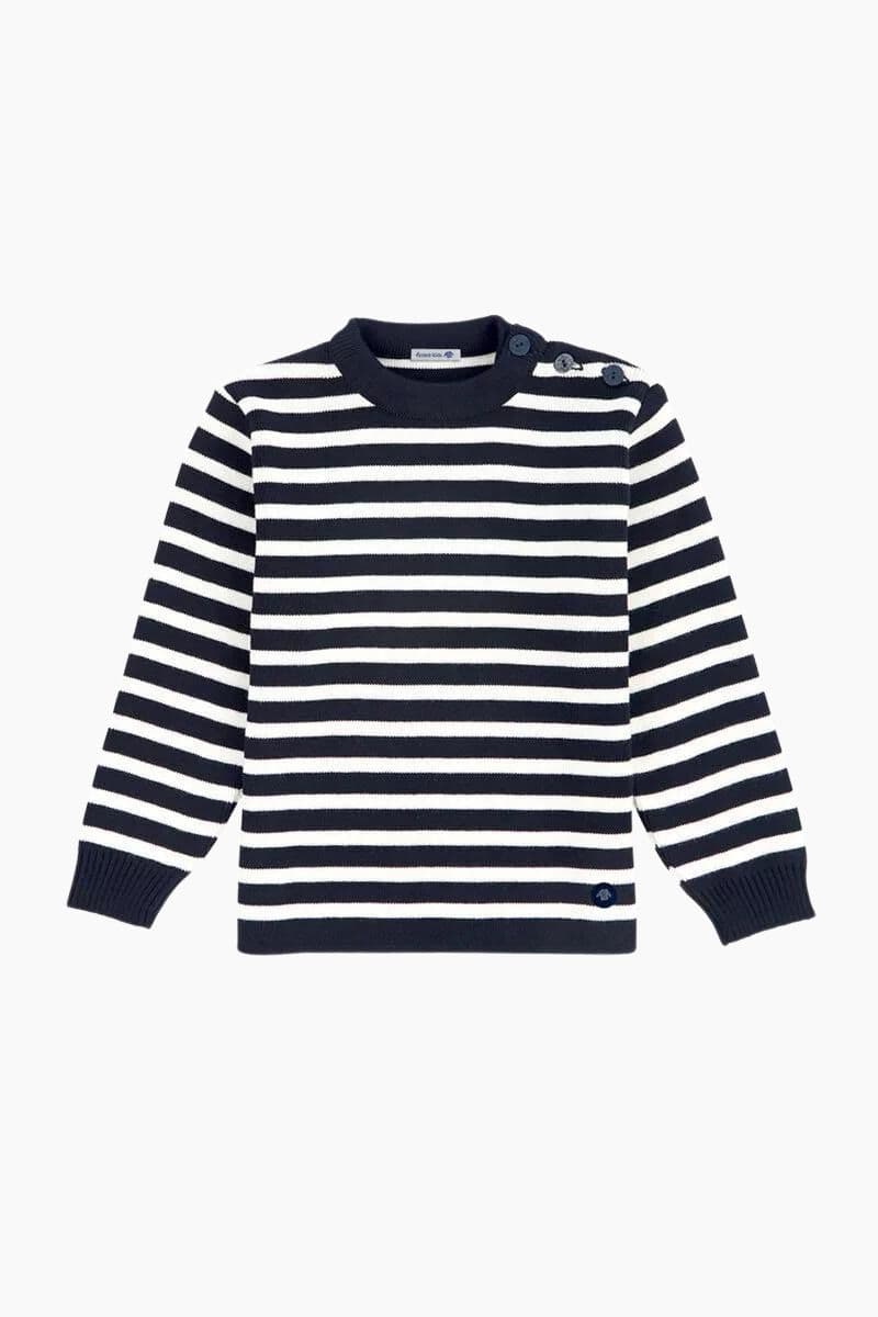 Pull Marin Rayé "Fouesnant" Kids en Laine et Acrylique navire nature