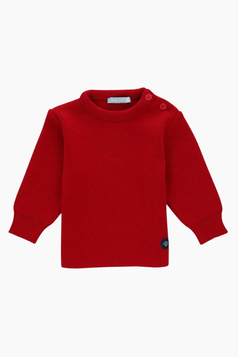 Pull Marin Uni "Fouesnant" Baby en Laine et Acrylique braise