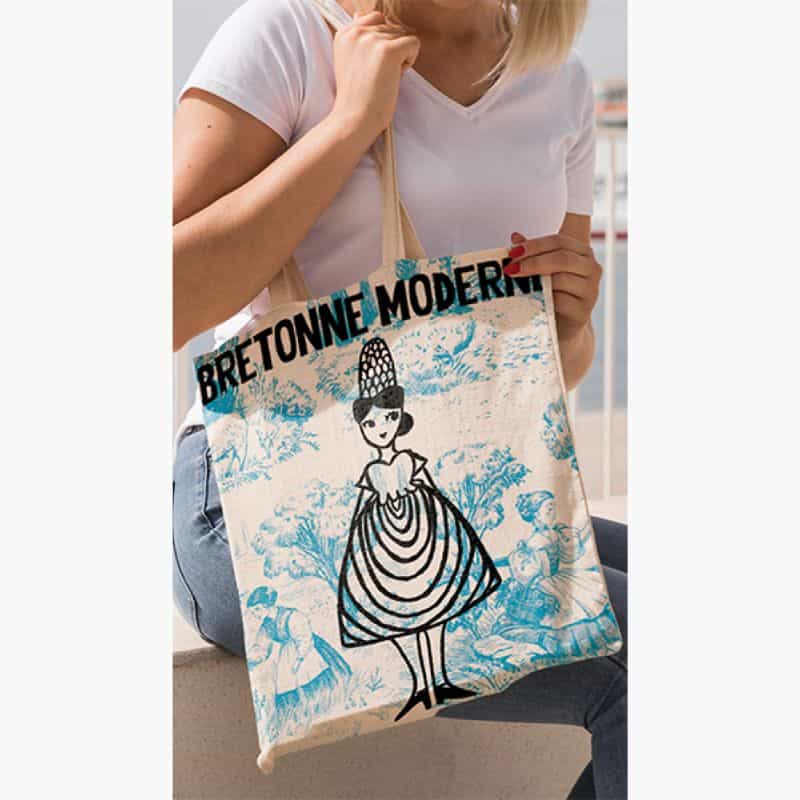 Totebag Bretonne Moderne Bleu Vente en Ligne Sac Breton