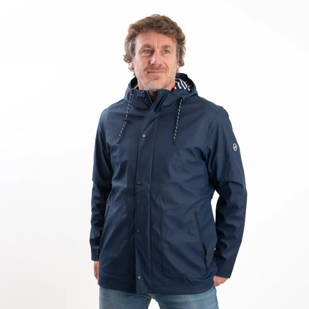 Veste Imperméable Femme - Parka De Pluie Longue Avec Capuche - Idéale Randonnée, Vélo, Plein Air - Bleu Marine, Kaki, Noir - Matériau Recyclé écologique