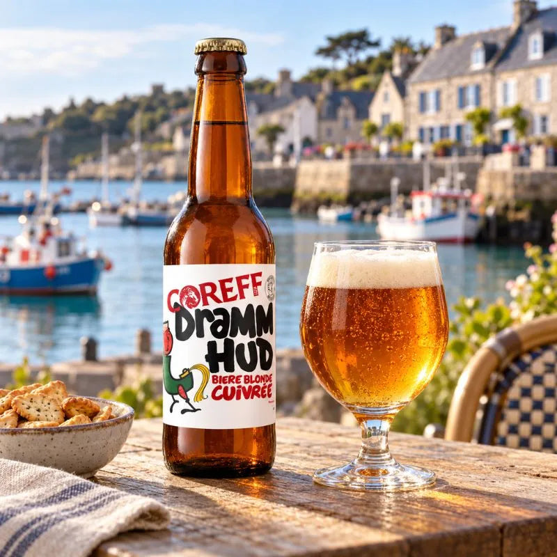Bière blonde au port breton