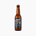Bouteille de bière Coreff IPA India Pale Ale Pur Malt à étiquette bleu nuit et capsule dorée