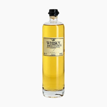Bouteille de whisky breton Fisselier 70 cl, étiquette dorée et bouchon noir